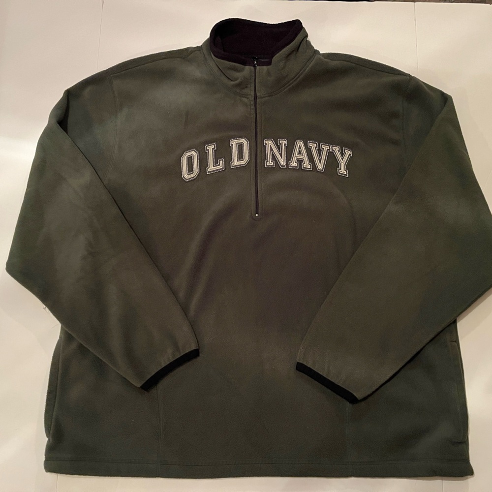 Old Navy XXL Dark Green Fleece 1/4 Zip Pullover Oversized Retro Y2K Style